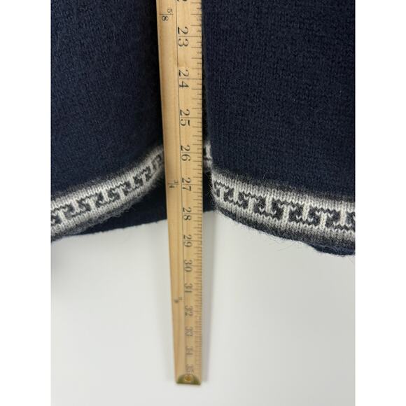 Alpaca Connection Hooded Zip Cardigan Sweater Fair isle Navy Gray Women M - Picture 6 of 8